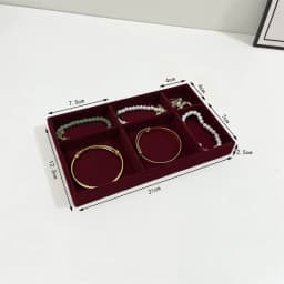 Dark red fabric Jewelry Box Earrings Studs Rings bracelet storage holder Household dressing table drawer Jewelry collection tray