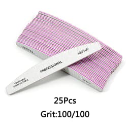 25/50 Pcs Grey Sandpaper Nail File 80 100 180 Grit Buffering Half Moon Pedicure Block Polishing Manicure Tools Nails Accessoires