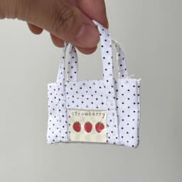 Cute Polka Dot Mini Doll Handbag, Strawberry Fabric Tote Bag Fits 10cm 1/8 BJD Zsiga Yuy, Doll Dress-up Accessories