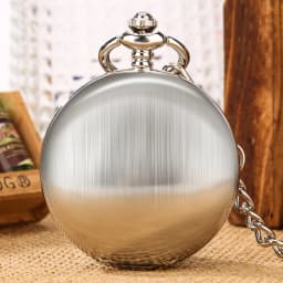 Brushed Silver Smooth Mechanical Pocket Men Watch Roman Numerals Dial Elegant Antique Stylish Hand Winding Pocket Clock Male