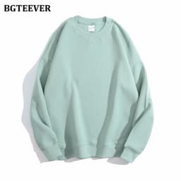 BGTEEVER Casual O-neck Loose Women Pullovers Spring Autumn Long Sleeve Basic Cotton Sweatshirts for Women