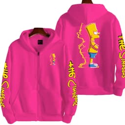 Cartoon Anime The Simpsons Men's Bart Simpson Zipper Hoodie Outdoor New Women's Sportswear Spring and Autumn Fashion Couple Coat