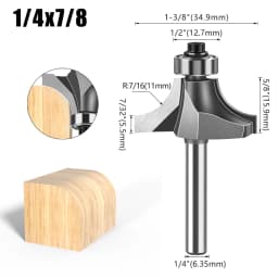1pc 1/4" 1/2" Shank Woodworking Round Router Bit Woodworking Milling Cutter Slotting Tool Trimming Machine Router Bit
