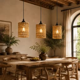 E27 Hemp Rope Woven Iron Pendant Lamp, Bulb Not Included, 1.2m Adjustable Hanging Wire for Kitchen Island Bar Corridor Decor
