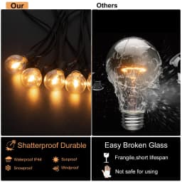 G40 LED String Lights Shatterproof DC24V Wide Voltage Input Low Voltage Lighting Outdoor Waterproof Garland for House Decoration