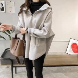 Women's Hooded Sweatshirt Solid Color Half Zipper Pullover With Pockets Loose Comfortable Versatile Casual Daily Wear Sweatshirt