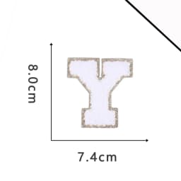 A-Z White Chenille Letter Patches Towel Sequins Clothing Patch Clothes Sew on Applique DIY Garment Hat Decor