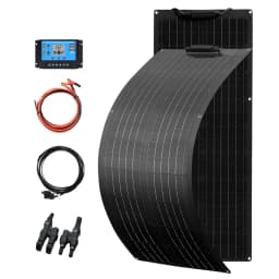 Solar Panel Complete Kit, 50W 100W 12V/24V Monocrystalline PV Battery Charger for Car Boat House Balcony RV Camper Off Grid