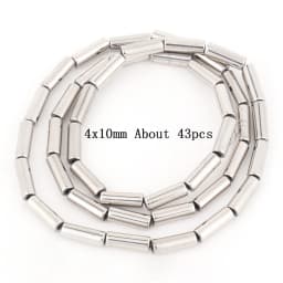 Natural Silver Color Hematite Stone Cylinder Irregular Loose Round Beads For DIY Jewelry Making Bracelet Earring Accessories
