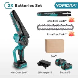 YOFIDRA Brushless 8inch Electric Chainsaw Cordless Rechargeable Pruning Saw Woodworking Garden Tool For Makita 21V Battery Pin