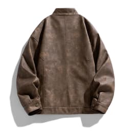 American Style Stand Collar Faux Leather Jacket Men Trend Motorcycles Casual Outwear Male Autumn Winter Loose Moto Biker Coats