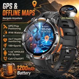 New Upgrade GPS Offline Map Position Smart Watch 1200mAh Battery IPX8 Swim Heart Rate 1.46”AMOLED Screen Men Women Fitness Watch