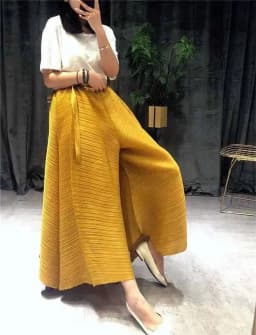 LANMREM pleated straight pants for famale 2025 spring new elastic waist pleated wide leg pants women YJ444
