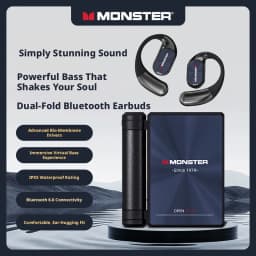 Monster AC530 Open Bi-Folding Wireless Bluetooth Headset, Perfect for Sports and Running Enthusiasts