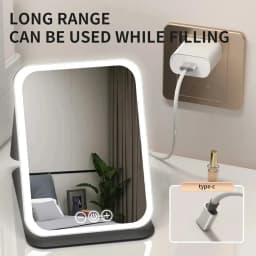 GGbingo USB Rechargeable 3 Colors LED Makeup Mirror Pocket Mirror Touch Dimmable 3 Brightness Foldable for Travel Office Home