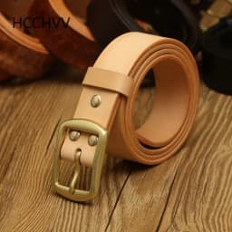 Handmade Belt Buckles for Men Thick Natural Vegetable Tanned Leather Pin Buckle Mens Waist Belt Men's Belt Gifts for Men