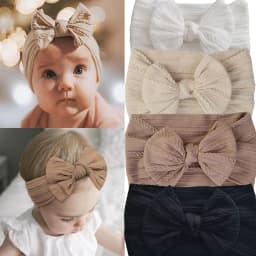 1/3/4/6Pcs Solid Color Baby Headband Bow Children Hair Band Elastic Nylon Newborn Soft Turban Headwrap Kid Hair Accessories
