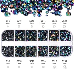 Nail Art Rhinestones Kit 2400pcs Nail Gems Ab Flatback Rhinestones Gems Stones with Storage Organizer for Design Bright Holiday
