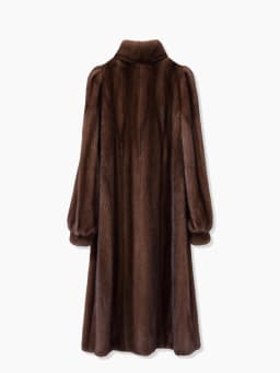 Lautaro Winter Long Luxury Elegant Stylish Thick Warm Fluffy Soft Brown Faux Mink Fur Coat Women Puff Sleeve Stand Collar 2025