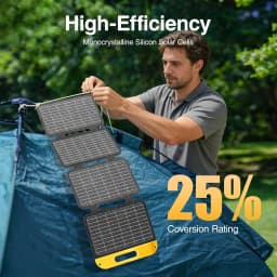 VTOMAN 40W Foldable Mini Solar Panel with USB-C & USB-A Outputs, Waterproof Solar Charger for Phones, Tablets, Jump 100 & FS300 Power Stations, Ideal for Camping, Hiking & Backpacking