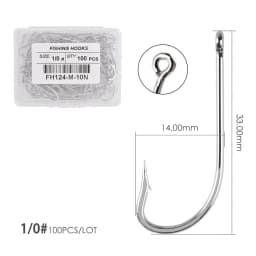 100pcs Silver Hooks High Carbon Steel Big Long Shank Fishing Hooks Sea Pint Hook Fishhook Set with Eyes Barb Fishing Accessories