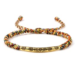 Red Thread Braided Bracelet Golden Silver Color Long Tube Bangle Handmade Adjustable Women Men Fashion Friendship Jewelry Gift