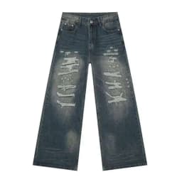 IEFB High Street Men's Denim Pants Hole Worn-out Streetwear Trousers Straight Wide Leg Casual Male Jeans New Autumn 2024 9C8513