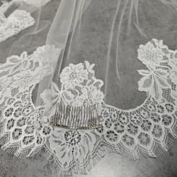 Customized Mantilla Veil with Eyelash Lace, 2m/2.5m/3m Single Tier Wedding Veil, Elegant Lace Ivory Bridal Veil with Hidden Comb