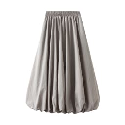 Combhasaki Women's Elegant Elastic High Waist Solid Color A-Line Pleated Puffball Hem Casual Flowy Balloon Bud Midi Skirts