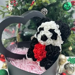 25cm Artificial Rose Teddy Bear with Gift Box, Romantic Valentine's Day Gift for Women, Ideal for Anniversary & Wedding