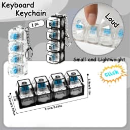 2026 New High-Transparency Four-Button Light-Emitting Stress-Relief Button Keychain Mechanical Keyboard Style Toy Pendant