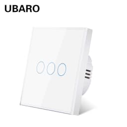 UBARO EU/UK Standard Crystal Tempered Glass Wall Panel Light Touch Switch Led Indicator Sensor Electrical Button 1/2/3Gang 220V