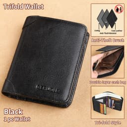 GERUOLA Slim RFID Shielded Genuine Leather Wallet for Men-Multifunctional ID & Credit Card Holder Dark Brown with Embellishments