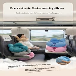 Hot Sale Portable Crown Inflatable U Neck Pillow Anti Tilt Headrest Soft Travel Sleeping Cushion For Driving Business Trip