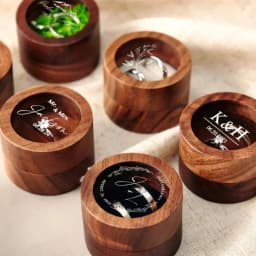Free Personalized Ring Box Walunt Wood Round Wedding Proposal Engagement Ring Boxes with Clear Cover Free Printing Name and Date