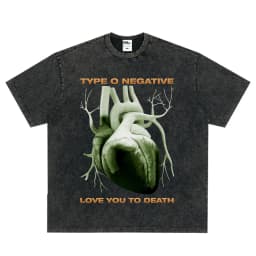 Rock Band Type O Negative The Green Man Vintage Washed T Shirt Gothic Metal Short Sleeve T-shirt Men's Vintage Hip Hop T Shirts