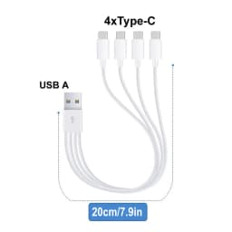 6 In 1 Micro USB/Type C Splitter Cable 3 in 1 USB to Micro USB/Type C Charing Cable For iPhone15 Android Samsung Tablet and More