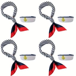 Sailor hat and scarf suit Navy Hat Unisex Captain Hat Navy Marine Hat For cruise lines, adult parties, Navy, cosplay, Outdoor