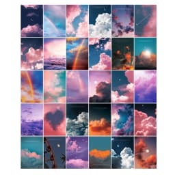 30PC Lucky Life Theme Postcards,Floral Alphabet Elements,Wall Decoration Materials Living Room Classroom (Includes 48 Stickers)