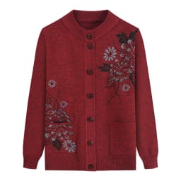 New Print Middle-Aged Mother's Spring Autumn Long-Sleeve Sweater Women Knitted Bottoming Shirt Wool Winter Grandma Cardigan