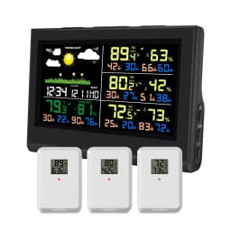 Smart Wireless Weather Station with 3 Sensors Large Color Display Indoor Outdoor Digital Thermometer Hygrometer for Home Office