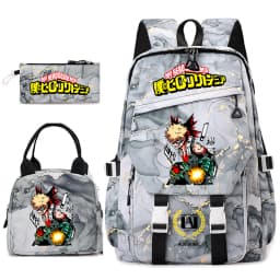 My Hero Academia Anime Print School Backpack Set for Girls Casual Lightweight Student Bookbag with Lunch Bag Pencil Case