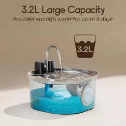 3.2L/108oz Wireless Charging Sensor Cat Water Feeder Stainless Steel Cat Dog Water Fountain Silent Water Level Window No Plug