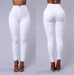 Spring Autumn New Solid Skinny Small Leg Pants Woman White High Waist Render Jeans Sexy Long Pants Femme Casual Pencil Pants