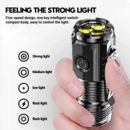 1-10PCS Mini LED Tactical Flashlight,Rechargeable EDC Pocket Light w/Clip,5 Modes High Lumens Torch,Outdoor Camping Emergency