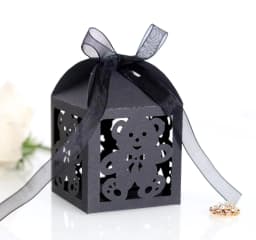 10pcs Blue Gift Box for Children's Day Birthday Wedding Party Candy Boxes Packaging Laser Hollow Cute Bear Chocolate Wrapping