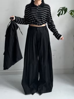 [EAM] High Elastic Waist Black Pleated Bandage Long Wide Leg Pants New Trousers Women Fashion Tide Spring Autumn 2026  1DJ3936