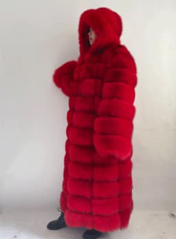 Winter Women Real Fox Fur Coat Thick Warm Full Sleeves Hooded High Quality Natural Fur Fashion Overcoat Customizable Size
