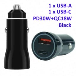 MZX 60W Smart Car Charger PD Type C Quick Dual USB A Fast Charging 12V 12 V Volt Cigar Lighter Ultra QC Charge Mobile Cell Phone