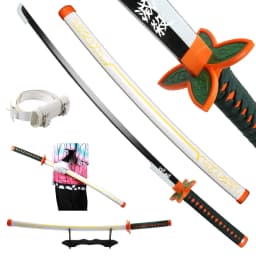 41 inch Demon Slayer Samurai Katana Sword With Belt And Holder Tanjiro Halloween Cosplay Props Decoration